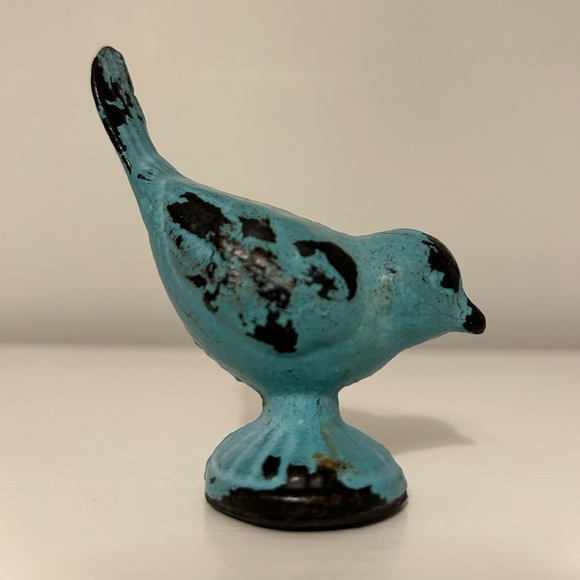Other - Vintage Cast Iron Turquoise Bird Paperweight Figurine